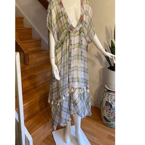 FREE PEOPLE NFC Lorie Sheer Plaid Kaftan - Picture 3 of 7